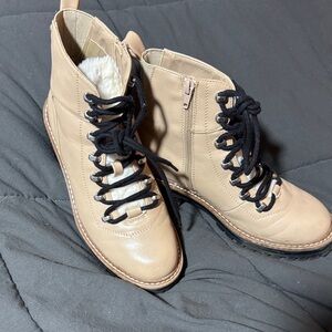 Women's Tan Lace-Up Ankle Boots